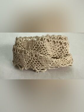 🔴Vintage Ecru Scalloped Crochet Lace Trim  1” 1+ yards Craft DYI